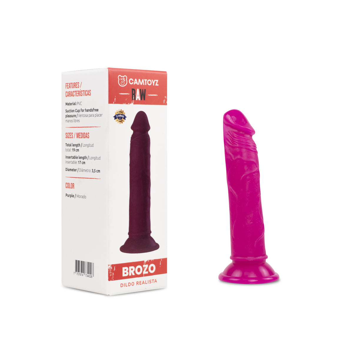 Dildo Realista Brozo Rosado 19 cm Camtoyz - imagen 1