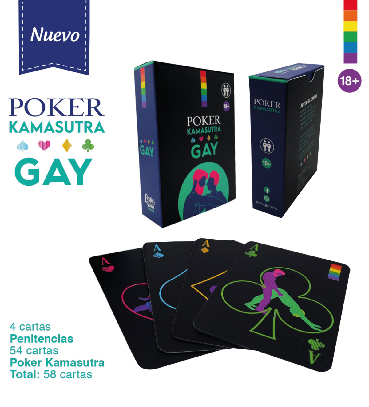 Juego de Cartas Poker Kamasutra Gay - imagen 1